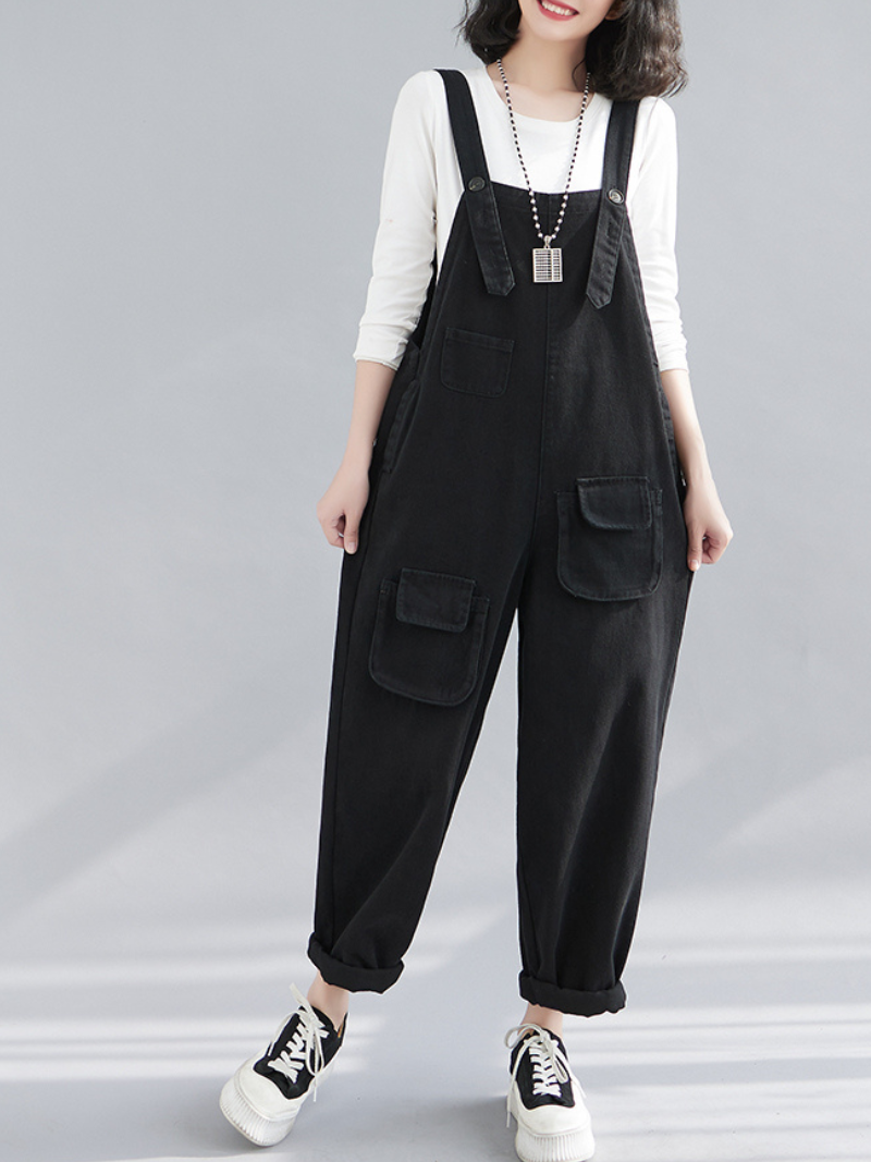 Relaxed Denim Bib Overalls - All Day Comfort | Eva Trends