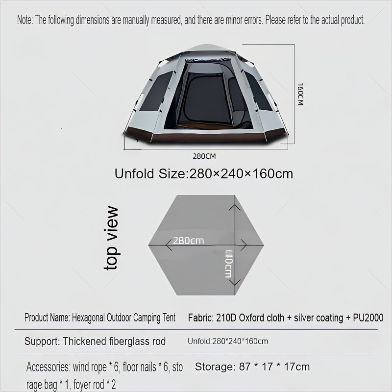 4–6 Person Pop-Up Family Camping Tent – 30-Second Setup, 9.2ft Starlight Mesh Roof & 1500mm Waterproof