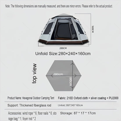 4–6 Person Pop-Up Family Camping Tent – 30-Second Setup, 9.2ft Starlight Mesh Roof & 1500mm Waterproof