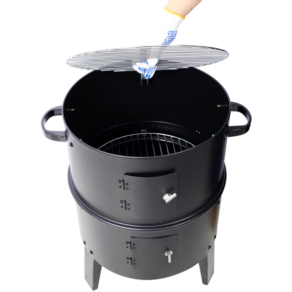 3-in-1 Vertical Charcoal Smoker | Portable Grill & Fire Pit for Camping & Backyard