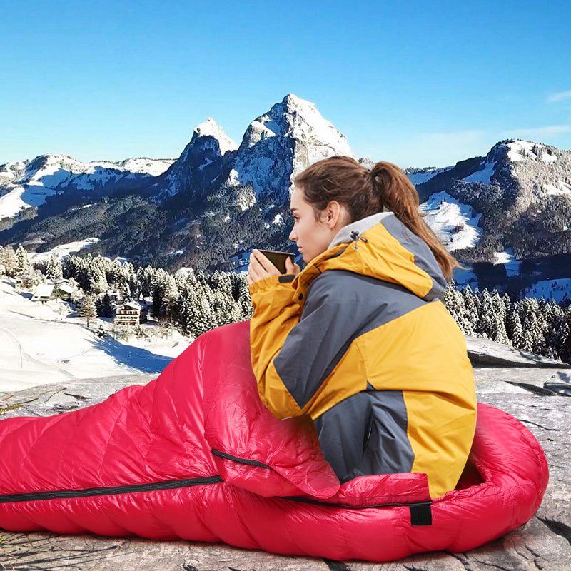 Winter Camping Sleeping Bag – Ultralight 20D Nylon, 1100g Synthetic Fill