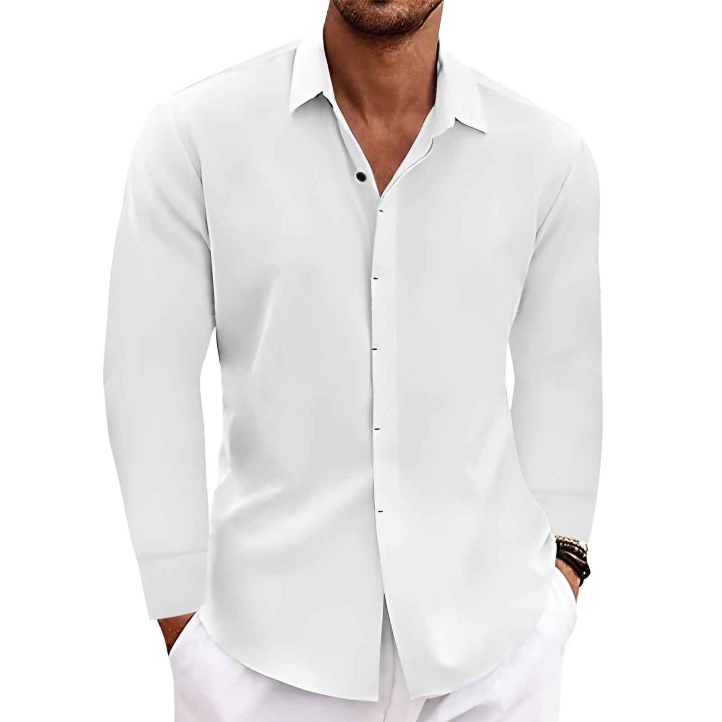 Men's Long Sleeve Hemp Blend Cardigan Shirt – Loose Fit, 9 Colors, S–XXXL