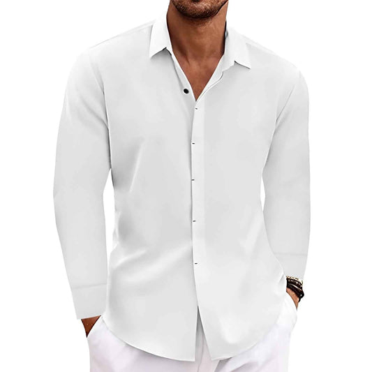 Men's Long Sleeve Hemp Blend Cardigan Shirt – Loose Fit, 9 Colors, S–XXXL