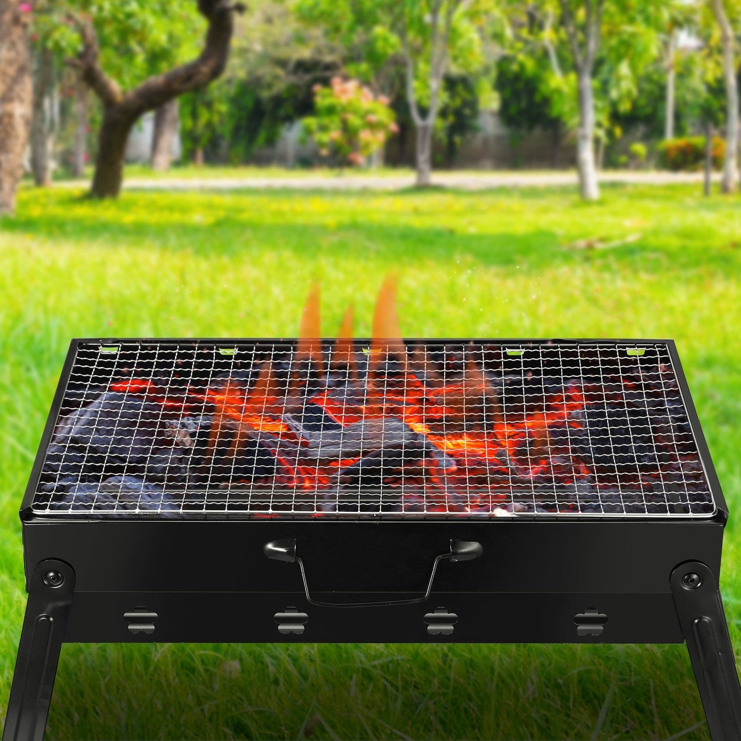 Foldable Portable Charcoal BBQ Grill – 17" Cooking Surface for Camping & Tailgating