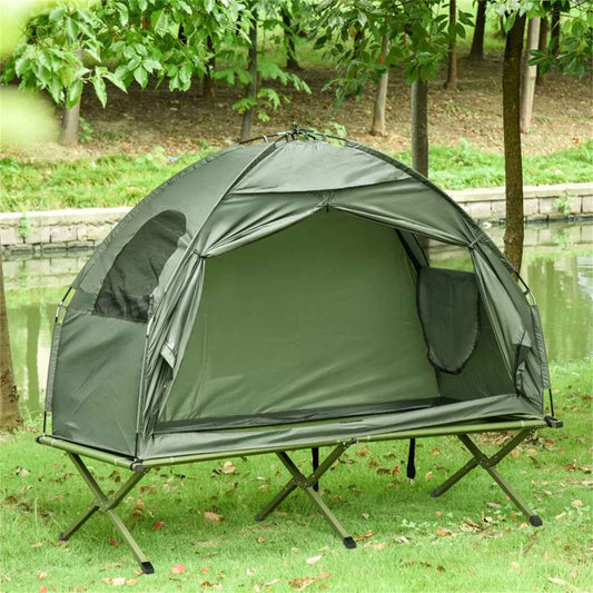 2-in-1 Camping Tent & Elevated Cot Set with Carry Bag