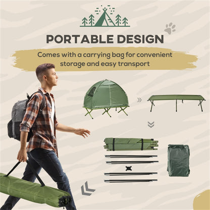 2-in-1 Camping Tent & Elevated Cot Set with Carry Bag