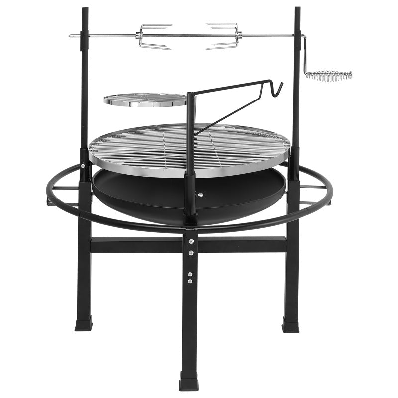 Round Charcoal Grill with Adjustable Grates – Outdoor BBQ Grill