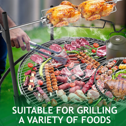 Round Charcoal Grill with Adjustable Grates – Outdoor BBQ Grill