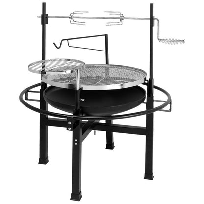 Round Charcoal Grill with Adjustable Grates – Outdoor BBQ Grill