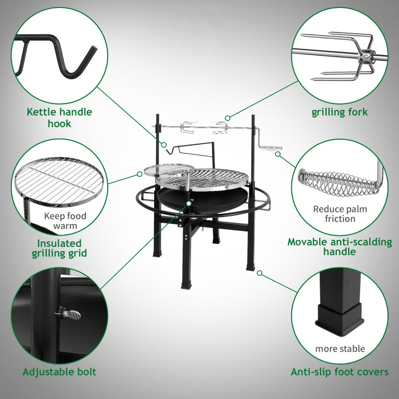 Round Charcoal Grill with Adjustable Grates – Outdoor BBQ Grill