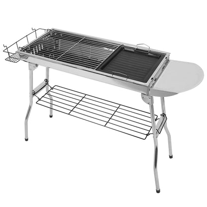 Large Foldable Charcoal BBQ Grill with Non-Stick Pan – Serves Up to 8