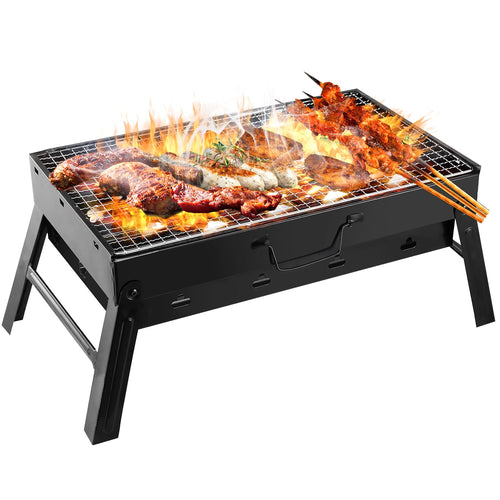 Foldable Charcoal BBQ Grill with Ash Catcher – 17" Cooking Surface for 4-6
