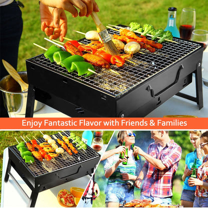 Foldable Charcoal BBQ Grill with Ash Catcher – 17" Cooking Surface for 4-6