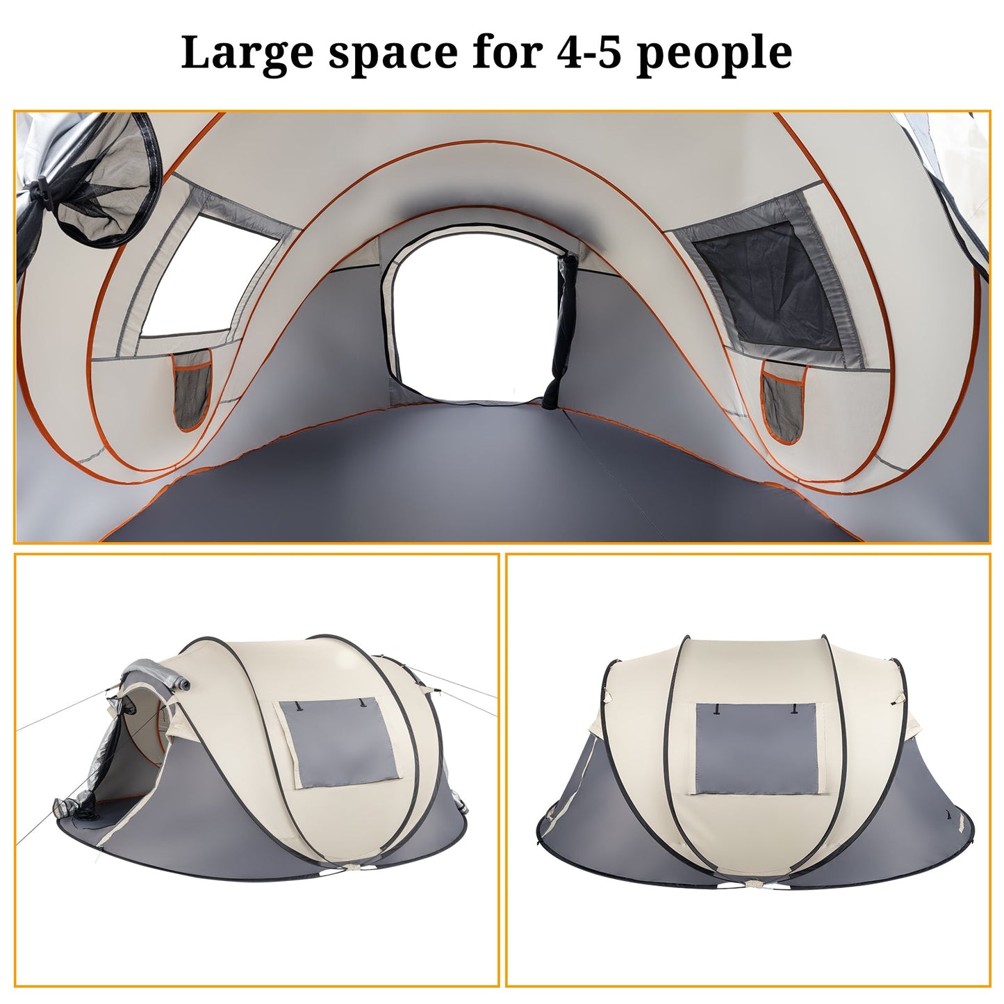 3–4 Person Pop-Up Camping Tent – Instant Setup with Two Vestibules, Mesh Windows & Carry Bag