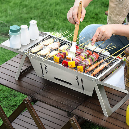 3-in-1 Foldable Charcoal Grill, Fire Pit & Slow Cooker – Portable Stainless Steel BBQ