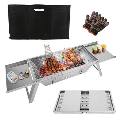 3-in-1 Foldable Charcoal Grill, Fire Pit & Slow Cooker – Portable Stainless Steel BBQ
