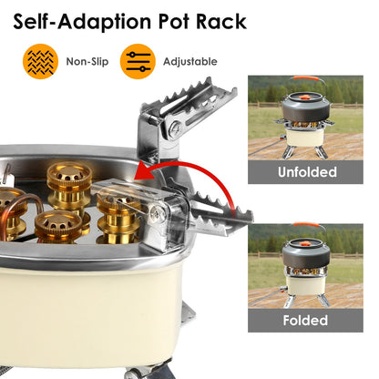 13000W Windproof Camping Stove – 5-Head Burner, Piezo Ignition, High-Altitude Ready