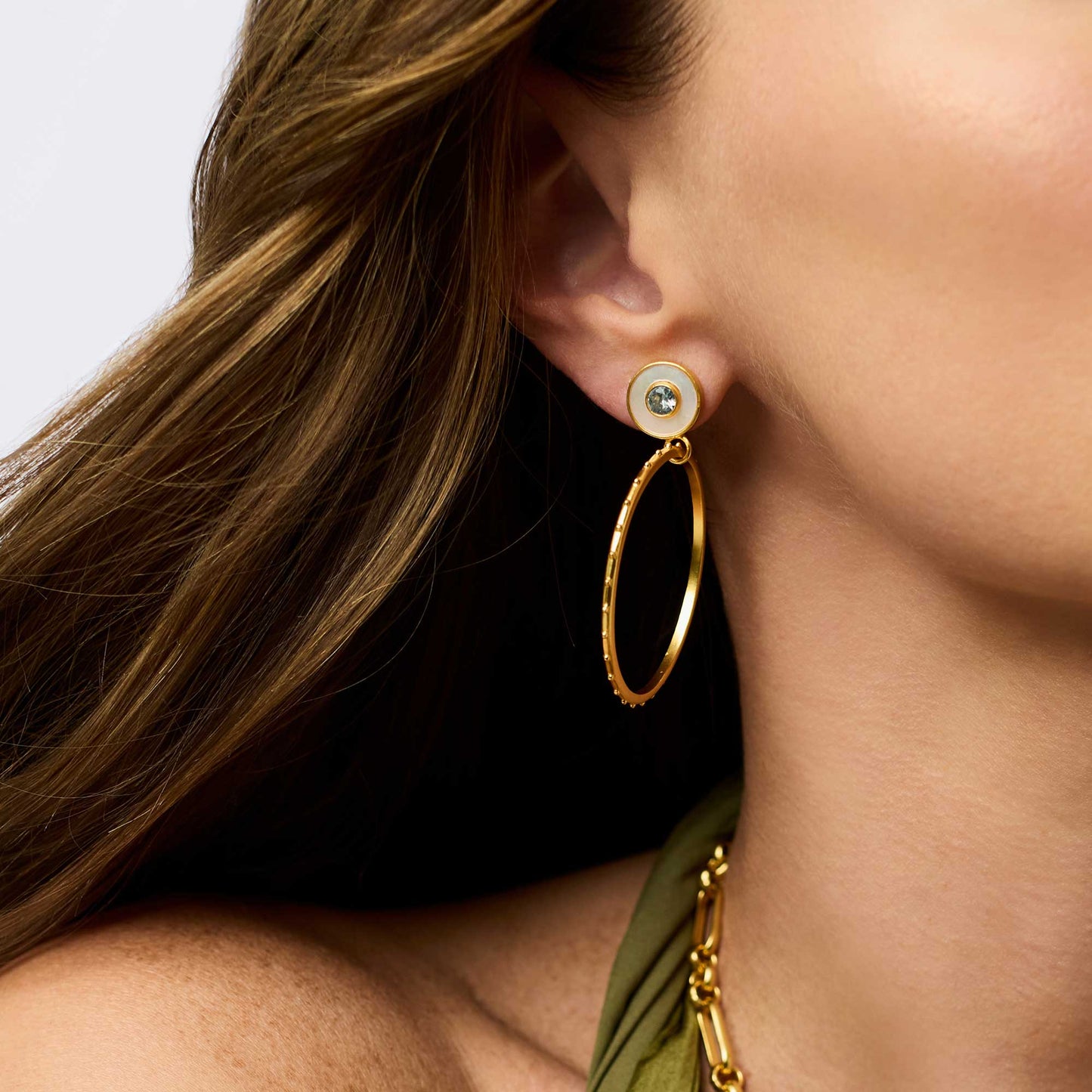 Colette Circle Earring - Chalcedony Blue