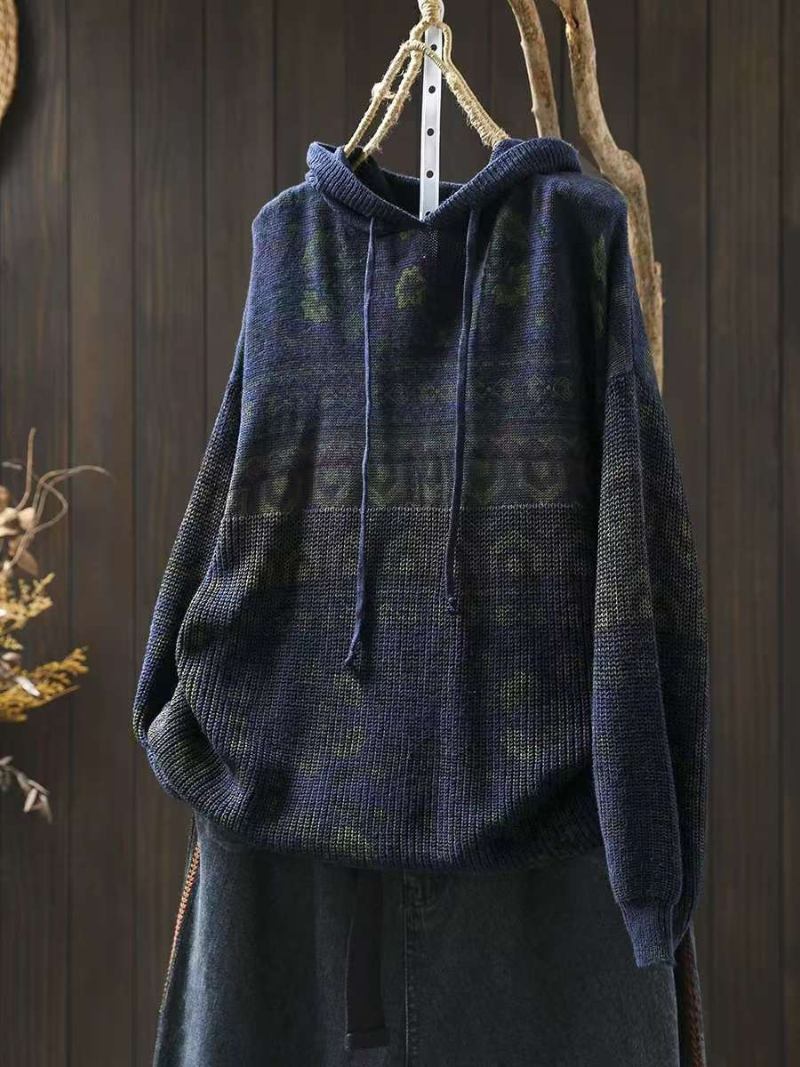 Women's Classic Comfy Winter Hooded Elegant Color Sweater