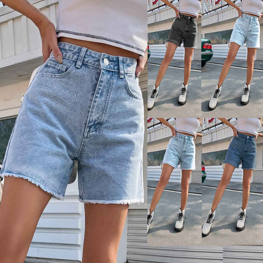 High Waist Loose Women's Denim Shorts – 12 Colors, XS to XL