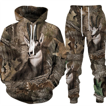 3D Animal-Print Hooded Pullover Sweatshirt Set