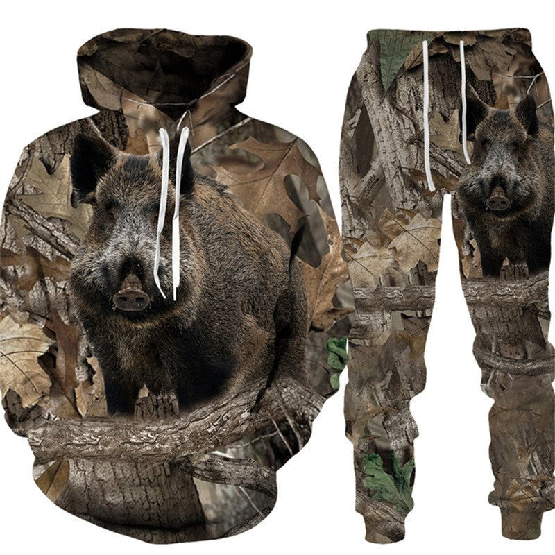 3D Animal-Print Hooded Pullover Sweatshirt Set