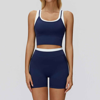 Women's Contrast Yoga Vest & Shorts or Leggings Set – Active Workout Set