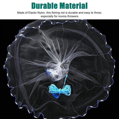 Fishing Cast Net – Strong Nylon Mesh, Easy Throw, 6FT Radius