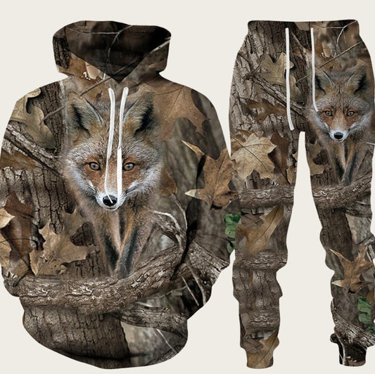 3D Animal-Print Hooded Pullover Sweatshirt Set