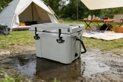 25QT Rotomolded Hard Cooler | 5-Day Ice Retention, Bottle Opener & Cup Holder – Grey