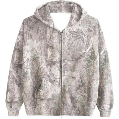 Unisex Printed Hooded Jacket – Casual Zip-Up Outerwear