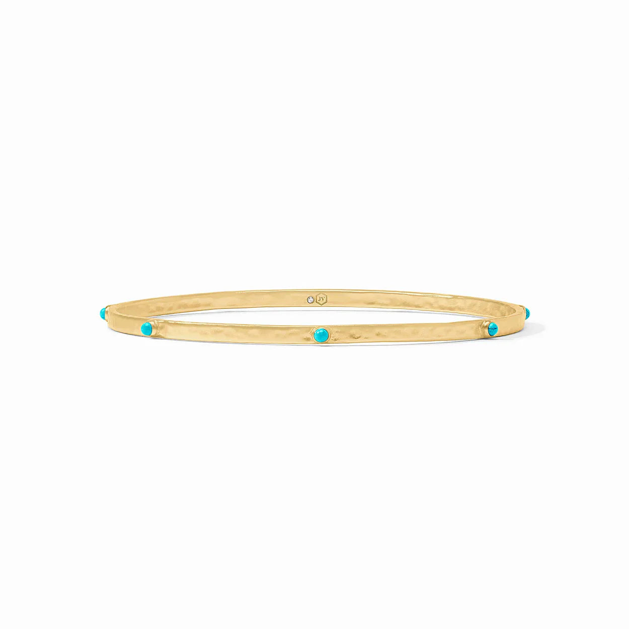 Crescent Stone Bangle - Gold - Turquoise Blue