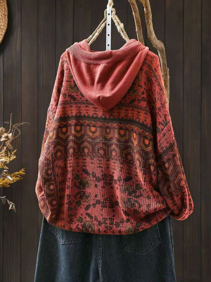 Women's Classic Comfy Winter Hooded Elegant Color Sweater