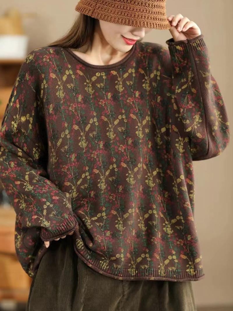 Women's Modern & Stylish Crew Neck Hooded Loose Printed Sweater