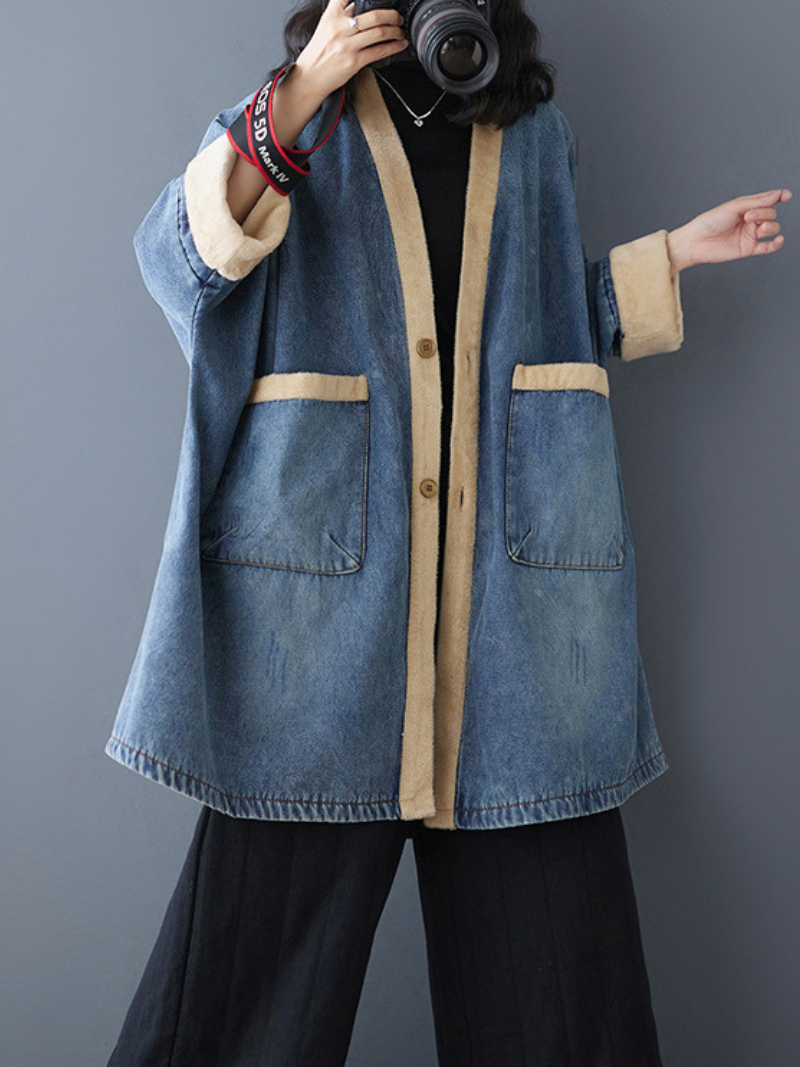 Women's Everyday Wear Comfortable Denim V-Neck Jacket