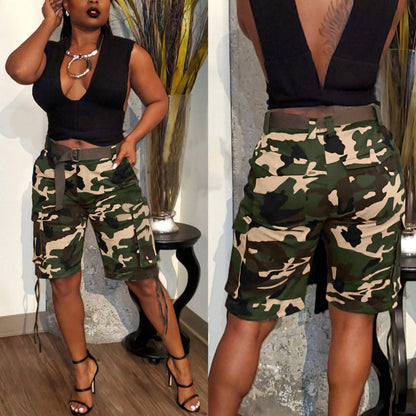 Camouflage Cargo Shorts with Drawstring & Multi-Pockets – S to 3XL