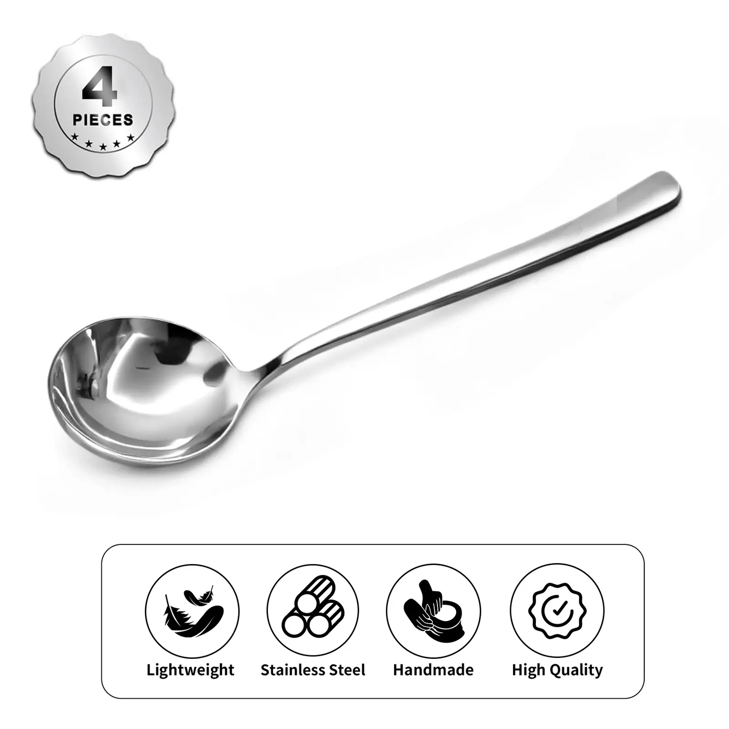 üç≤ 4/6 PCs Stainless Steel Soup Spoon Set