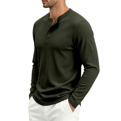 Men's Ribbed Long-Sleeve Loose Fit T-Shirt