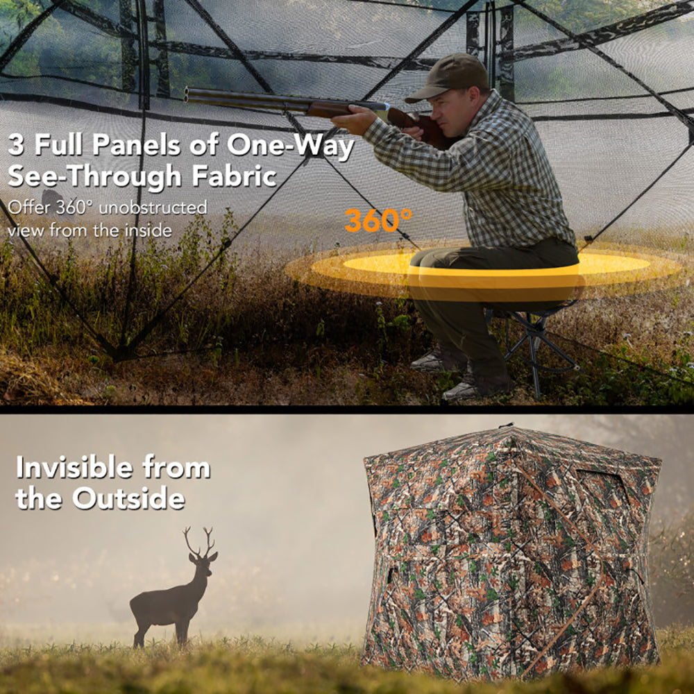 5-in-1 Detachable Pop-Up Hunting Blind with Skylight – 360° View, 2-3 Person