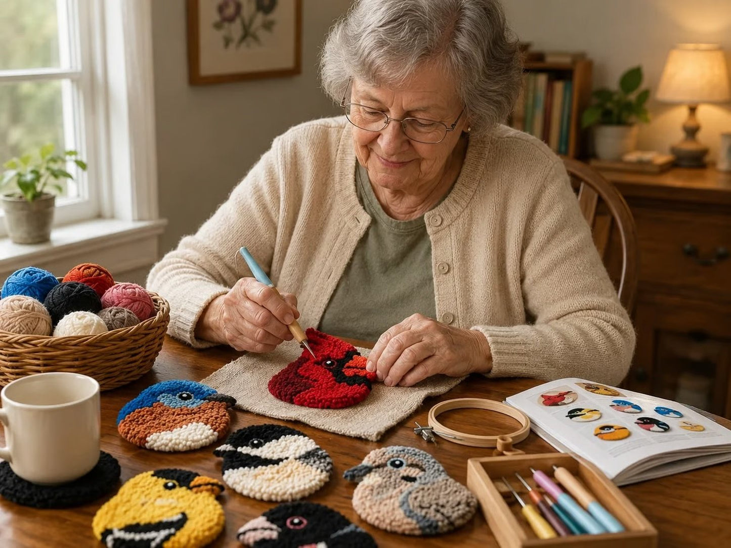 üßµBeginner-Friendlyüê¶DIY Bird Coasters Punch Needle Kit