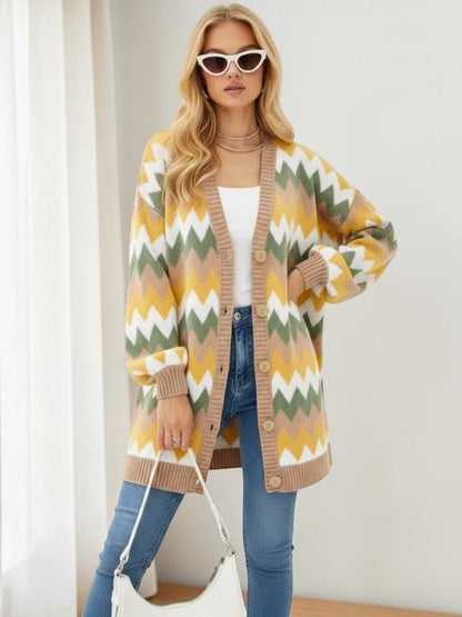 Women's Color-Block Knit Open-Front Cardigan – One Size