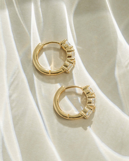 Bella 3 Stone Huggie Hoops