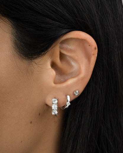 Bella 3 Stone Huggie Hoops