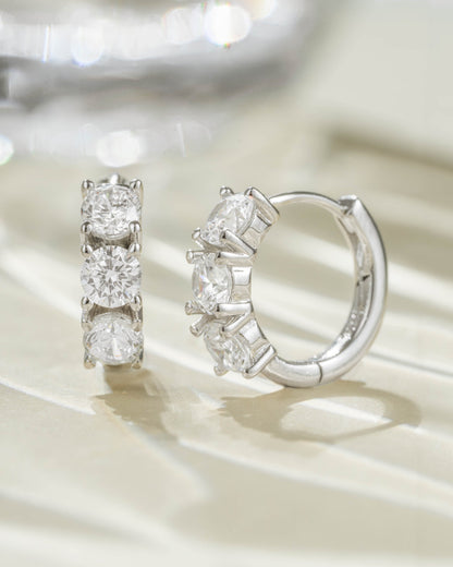 Bella 3 Stone Huggie Hoops