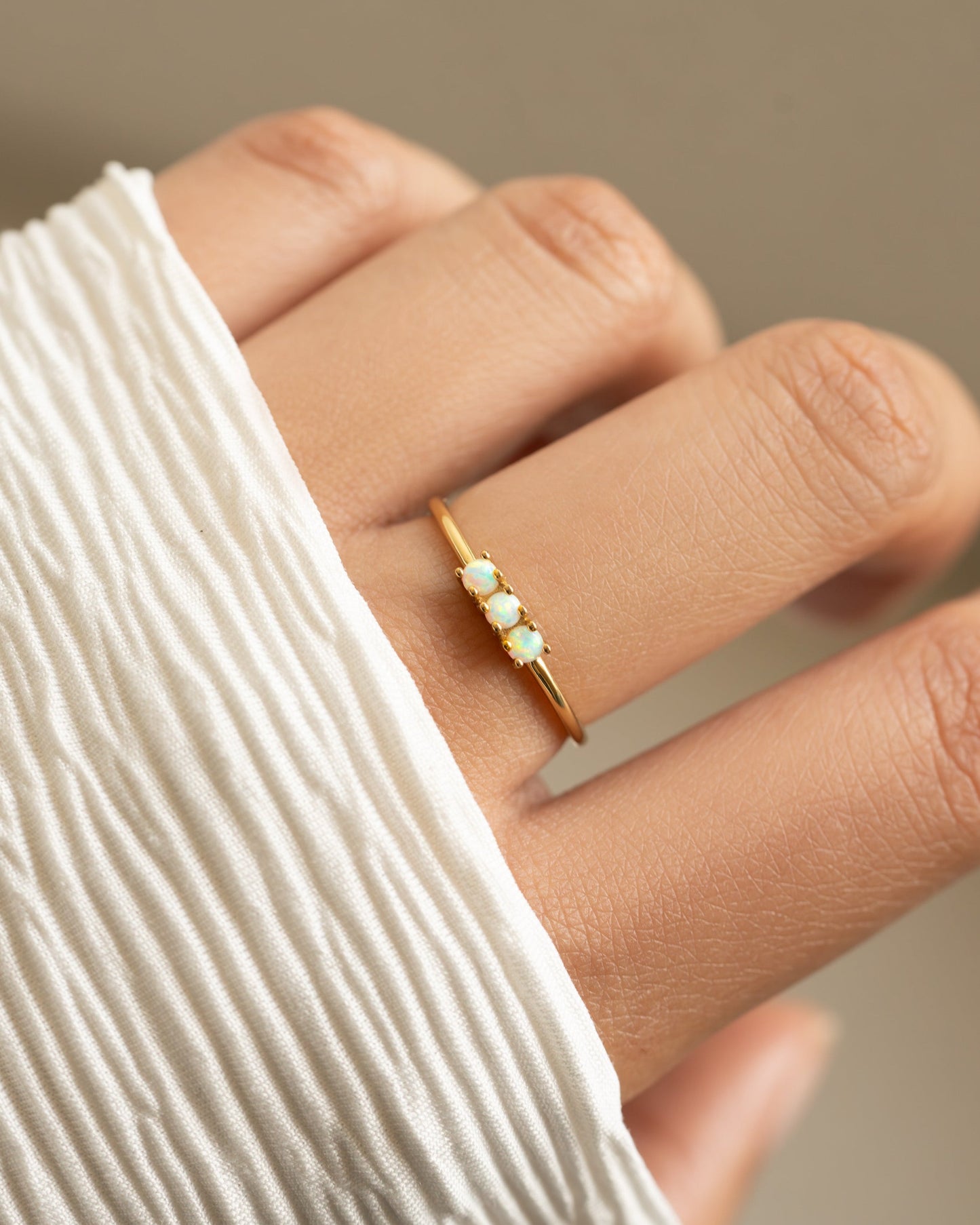 3 Stone Opal Ring