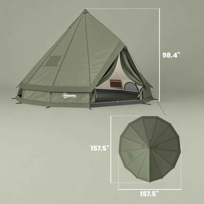 4-6 Person Teepee Tent with Stove Jack – 4-Season Hot Tent