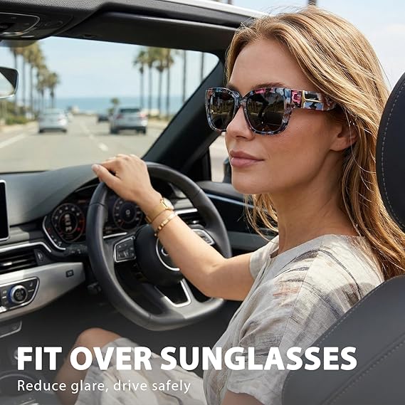 üï∂Ô∏è Polarized Fit Over Sunglasses for Women ‚Äì UV400 Protection Floral Frame Wear Over Prescription Glasses