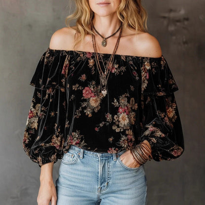 Women's Loose Gold Velvet Top – 3 Styles: Long Sleeve, Off-Shoulder & Vest