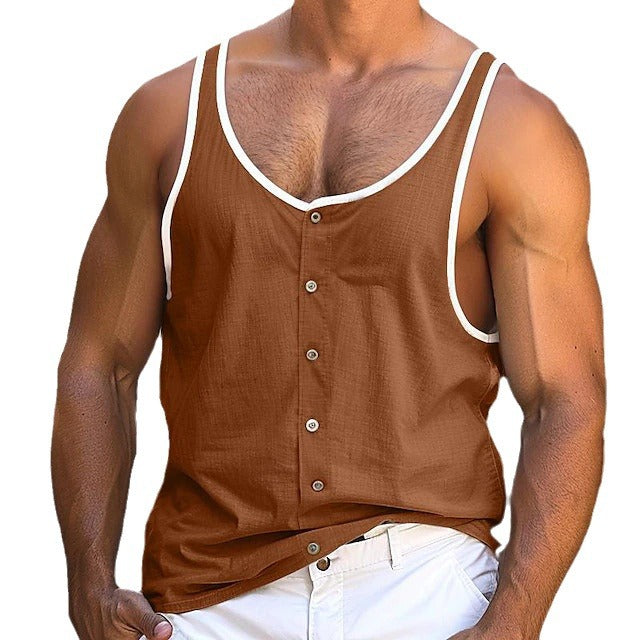 Men's Color-Block Loose Fit Tank Top