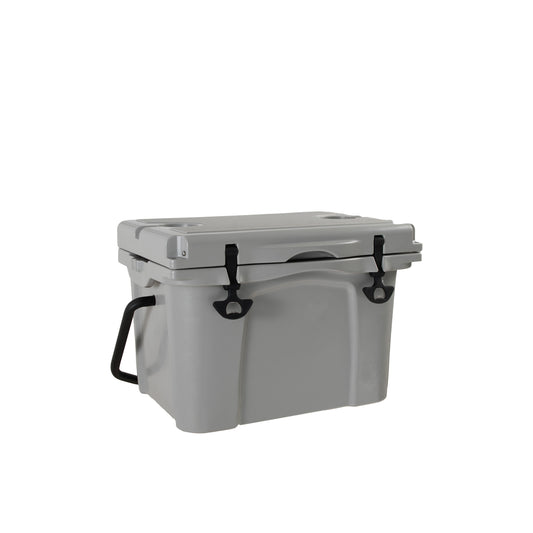 25QT Rotomolded Hard Cooler | 5-Day Ice Retention, Bottle Opener & Cup Holder – Grey